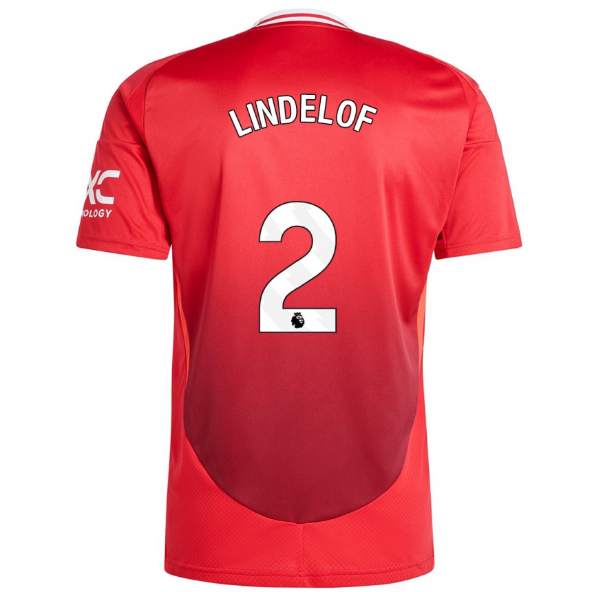 Niño Fútbol Camiseta Victor Lindelof #2 Rojo Brillante 1ª Equipación 2024/25