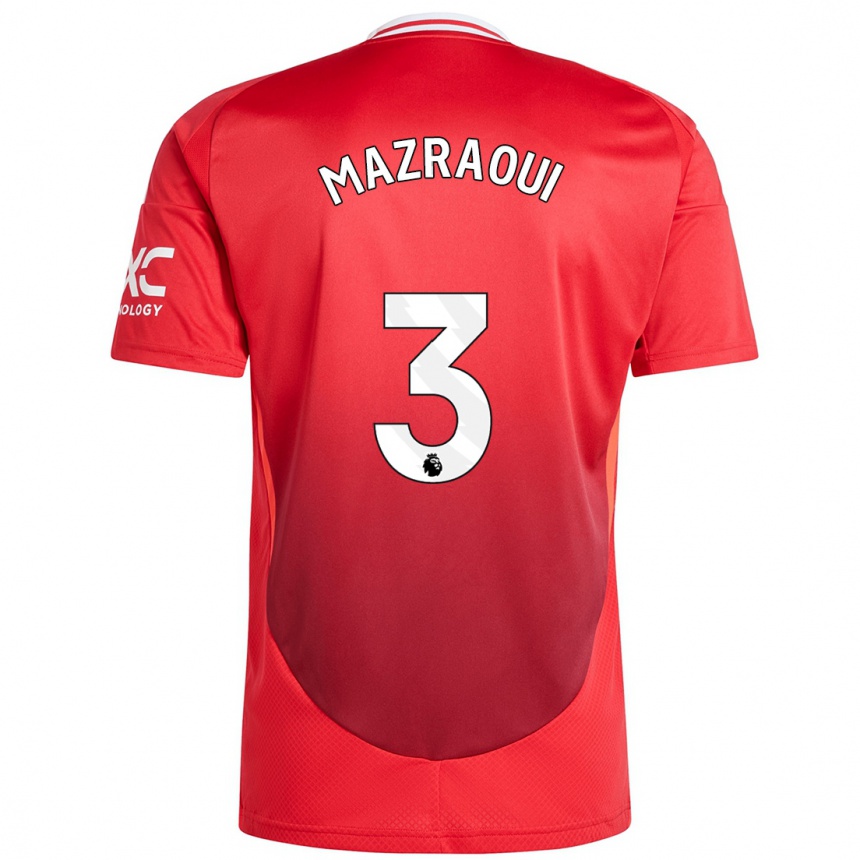 Niño Fútbol Camiseta Noussair Mazraoui #3 Rojo Brillante 1ª Equipación 2024/25