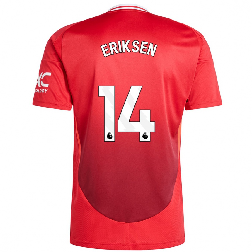 Niño Fútbol Camiseta Christian Eriksen #14 Rojo Brillante 1ª Equipación 2024/25