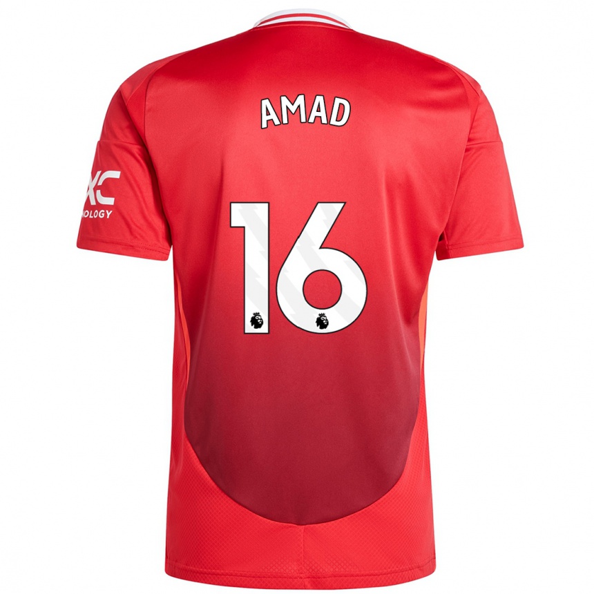 Niño Fútbol Camiseta Amad Diallo #16 Rojo Brillante 1ª Equipación 2024/25