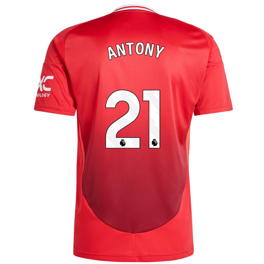 Niño Fútbol Camiseta Antony #21 Rojo Brillante 1ª Equipación 2024/25