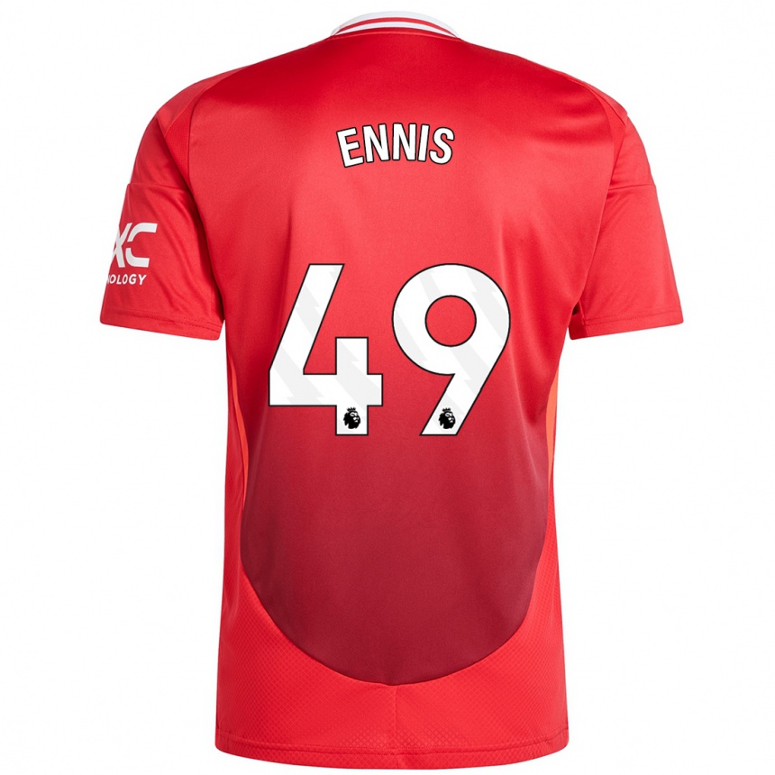 Niño Fútbol Camiseta Ethan Ennis #49 Rojo Brillante 1ª Equipación 2024/25