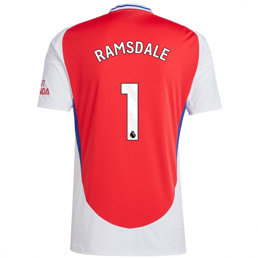 Niño Fútbol Camiseta Aaron Ramsdale #1 Rojo Blanco 1ª Equipación 2024/25