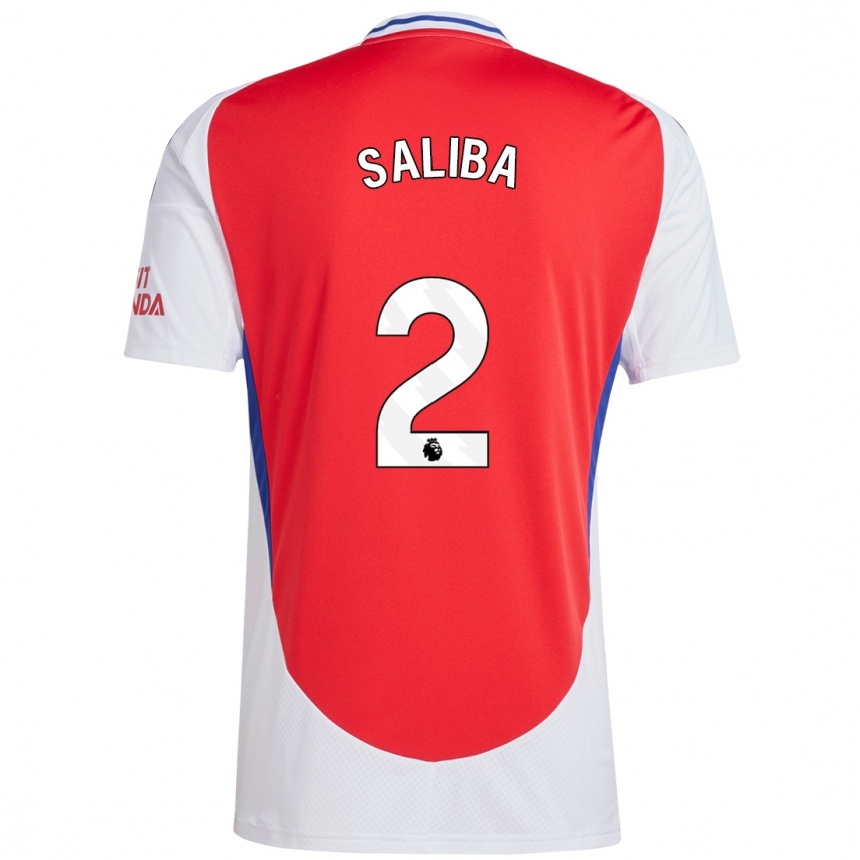 Niño Fútbol Camiseta William Saliba #2 Rojo Blanco 1ª Equipación 2024/25