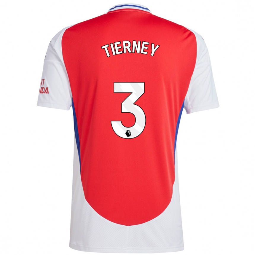 Niño Fútbol Camiseta Kieran Tierney #3 Rojo Blanco 1ª Equipación 2024/25