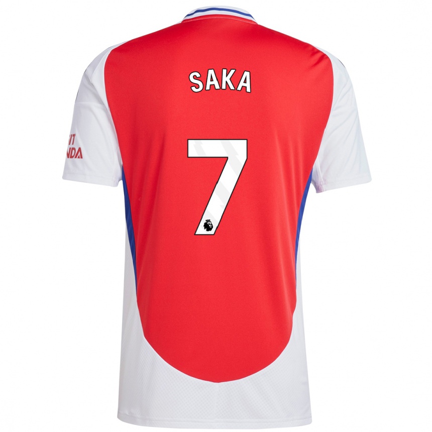 Niño Fútbol Camiseta Bukayo Saka #7 Rojo Blanco 1ª Equipación 2024/25