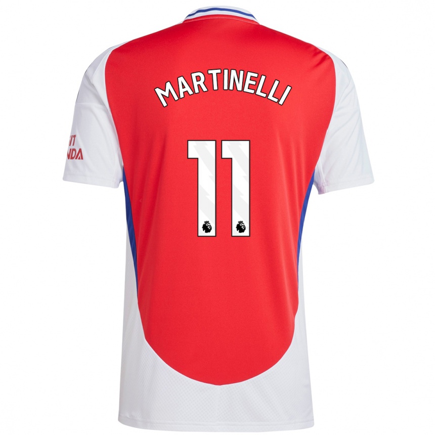 Niño Fútbol Camiseta Gabriel Martinelli #11 Rojo Blanco 1ª Equipación 2024/25