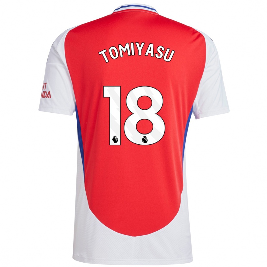 Niño Fútbol Camiseta Takehiro Tomiyasu #18 Rojo Blanco 1ª Equipación 2024/25