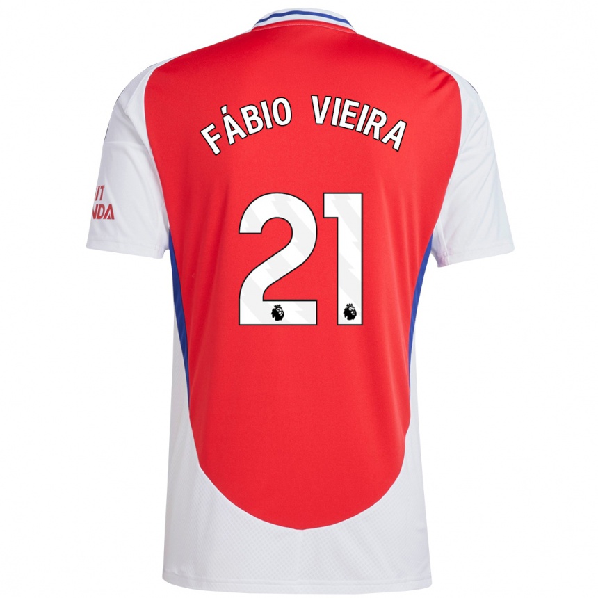 Niño Fútbol Camiseta Fabio Vieira #21 Rojo Blanco 1ª Equipación 2024/25