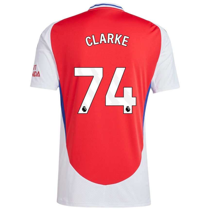 Niño Fútbol Camiseta Brayden Clarke #74 Rojo Blanco 1ª Equipación 2024/25