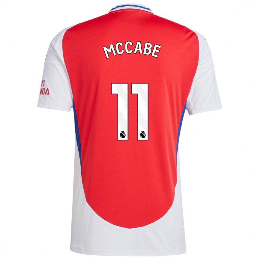 Niño Fútbol Camiseta Katie Mccabe #11 Rojo Blanco 1ª Equipación 2024/25