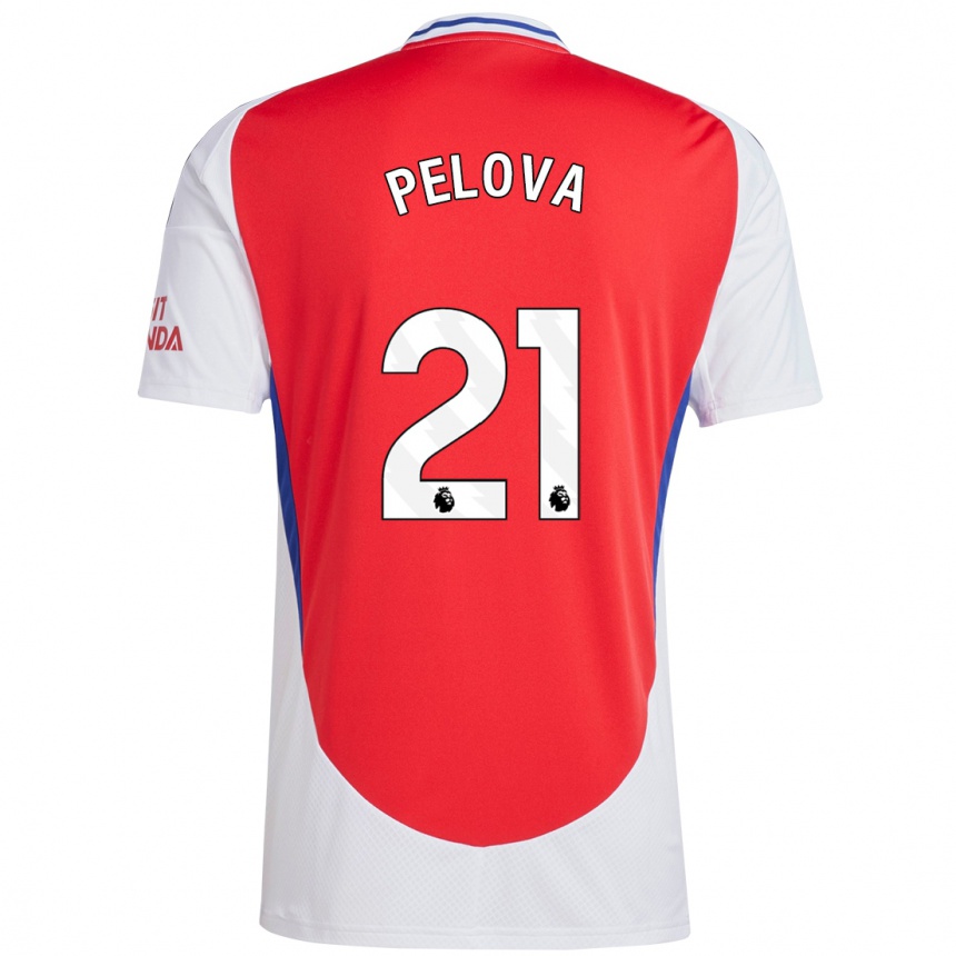 Niño Fútbol Camiseta Victoria Pelova #21 Rojo Blanco 1ª Equipación 2024/25