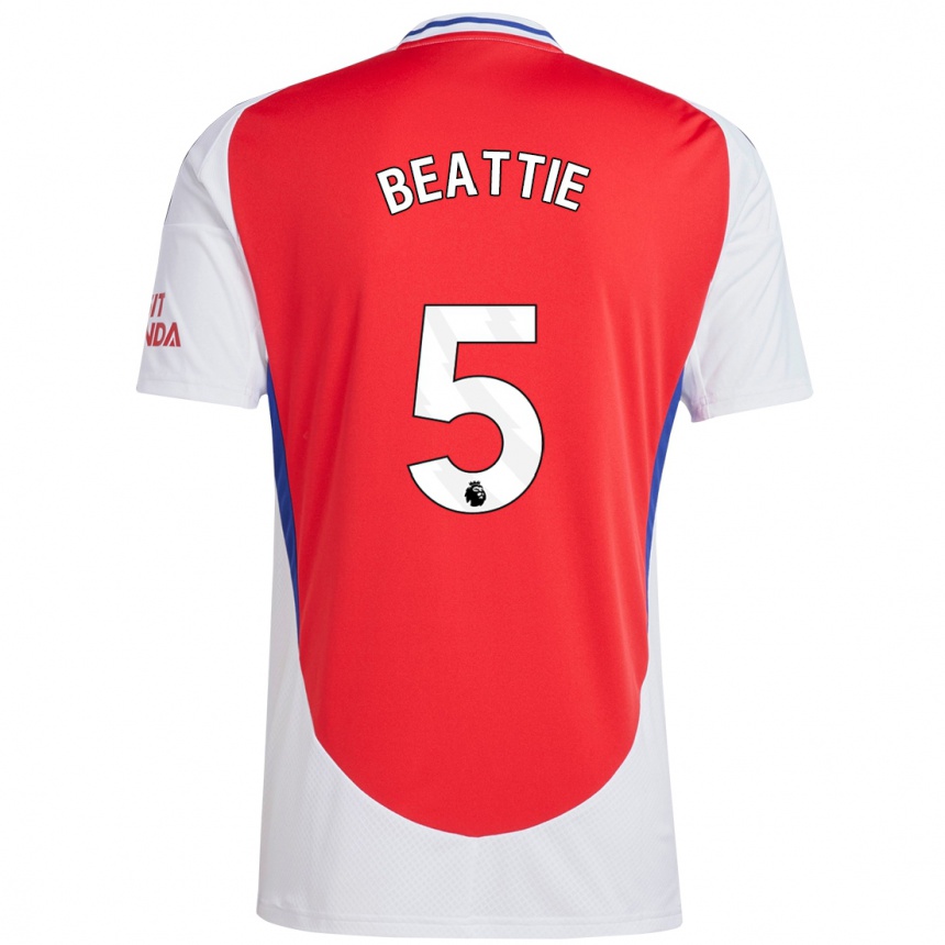 Niño Fútbol Camiseta Jen Beattie #5 Rojo Blanco 1ª Equipación 2024/25