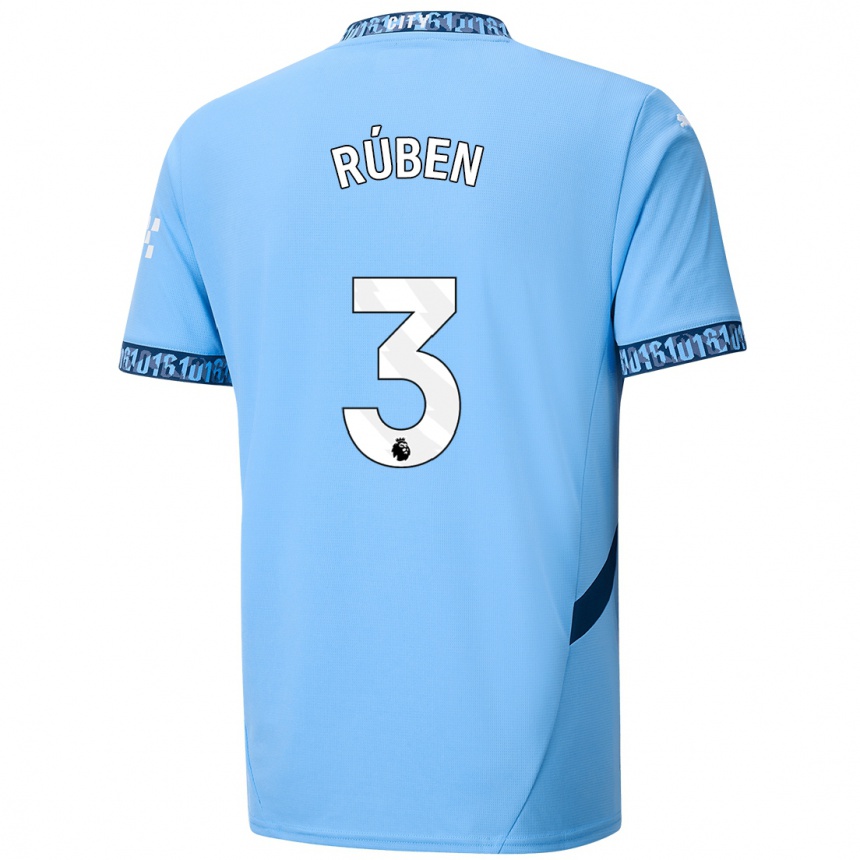 Niño Fútbol Camiseta Ruben Dias #3 Azul Marino 1ª Equipación 2024/25