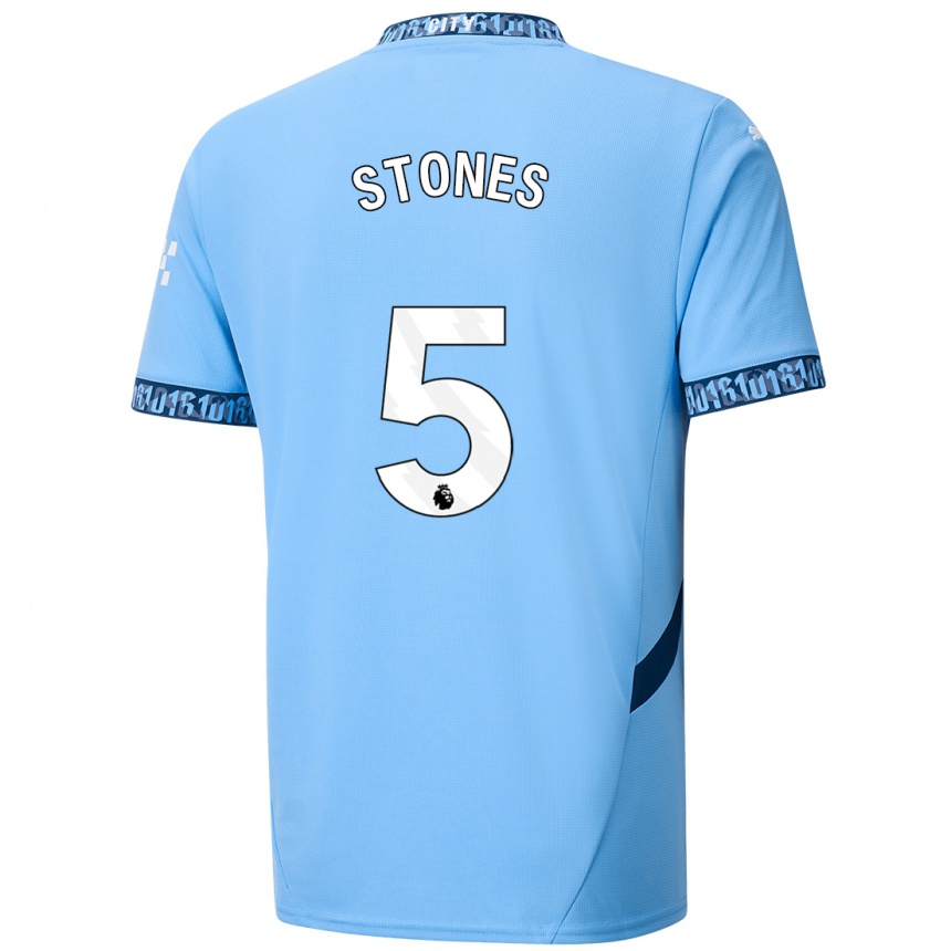 Niño Fútbol Camiseta John Stones #5 Azul Marino 1ª Equipación 2024/25