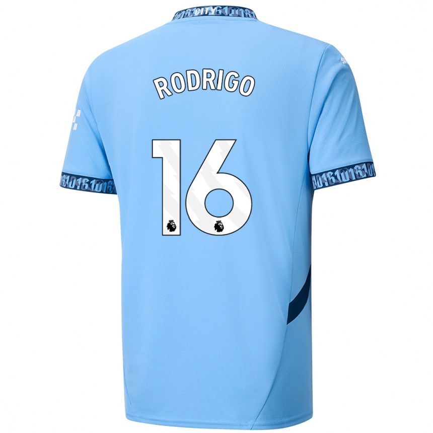 Niño Fútbol Camiseta Rodrigo Hernandez #16 Azul Marino 1ª Equipación 2024/25