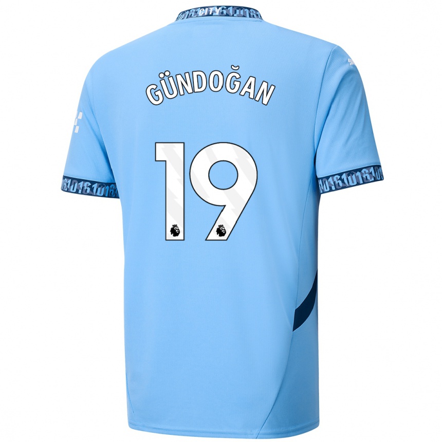 Niño Fútbol Camiseta Ilkay Gundogan #19 Azul Marino 1ª Equipación 2024/25