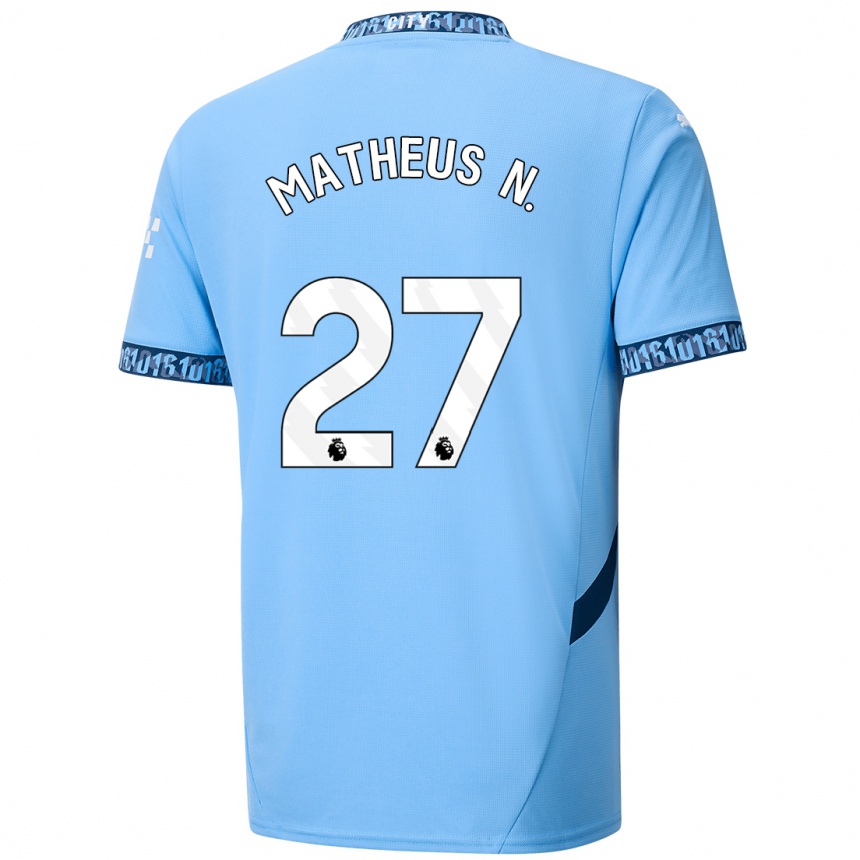 Niño Fútbol Camiseta Matheus Nunes #27 Azul Marino 1ª Equipación 2024/25