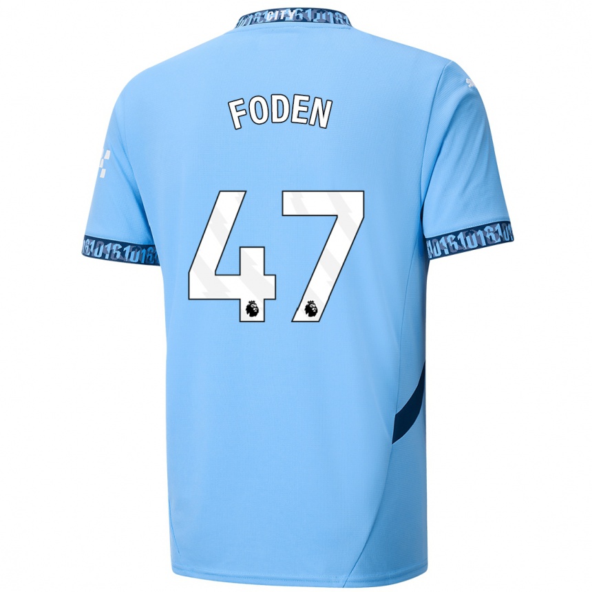 Niño Fútbol Camiseta Phil Foden #47 Azul Marino 1ª Equipación 2024/25