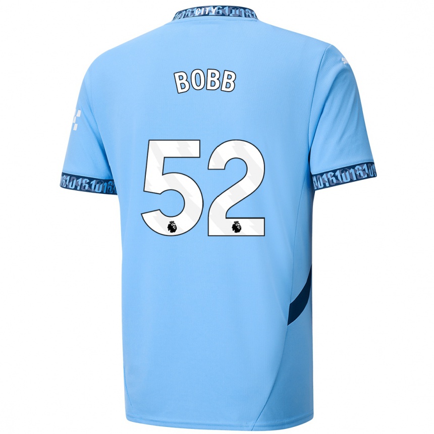 Niño Fútbol Camiseta Oscar Bobb #52 Azul Marino 1ª Equipación 2024/25