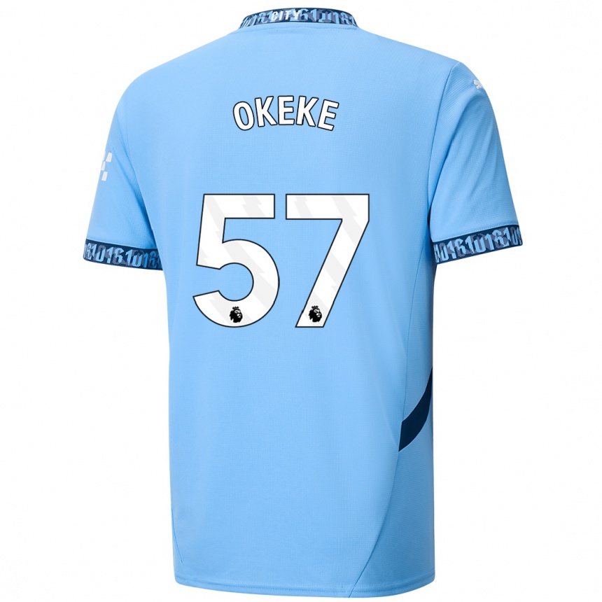 Niño Fútbol Camiseta Michael Okeke #57 Azul Marino 1ª Equipación 2024/25