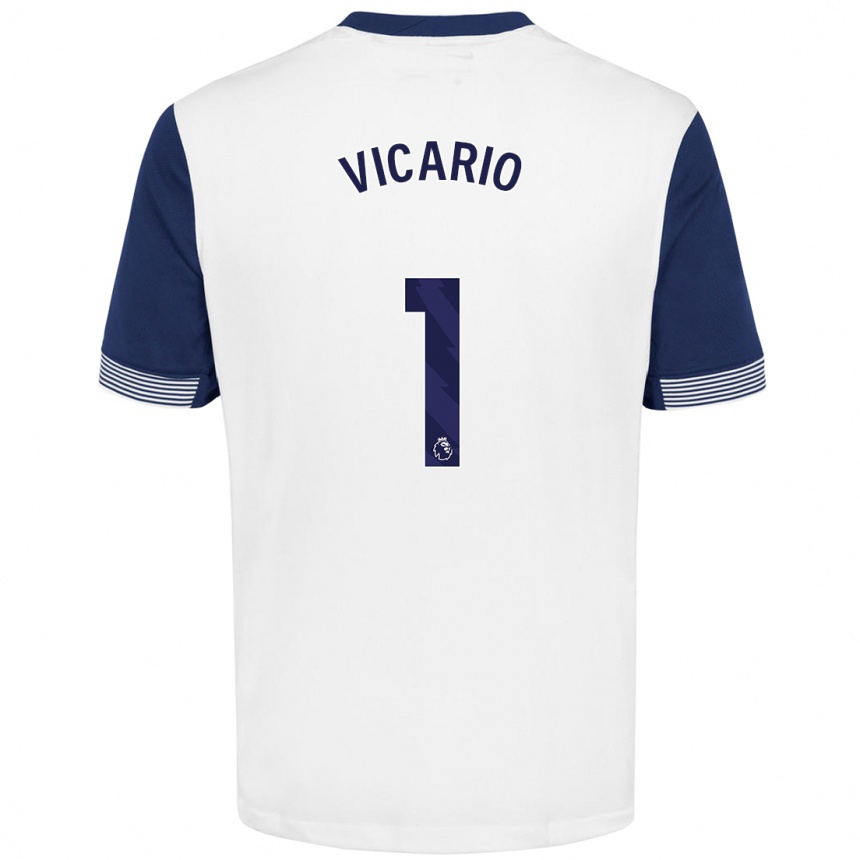 Niño Fútbol Camiseta Guglielmo Vicario #1 Blanco Azul 1ª Equipación 2024/25