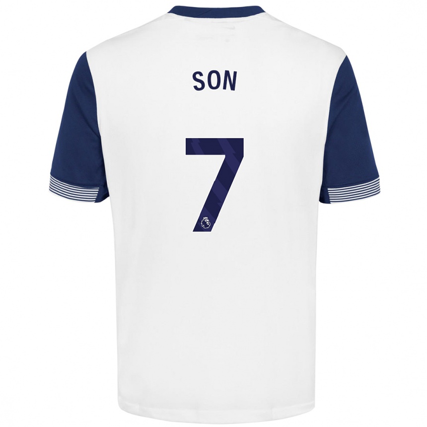 Niño Fútbol Camiseta Heung-Min Son #7 Blanco Azul 1ª Equipación 2024/25