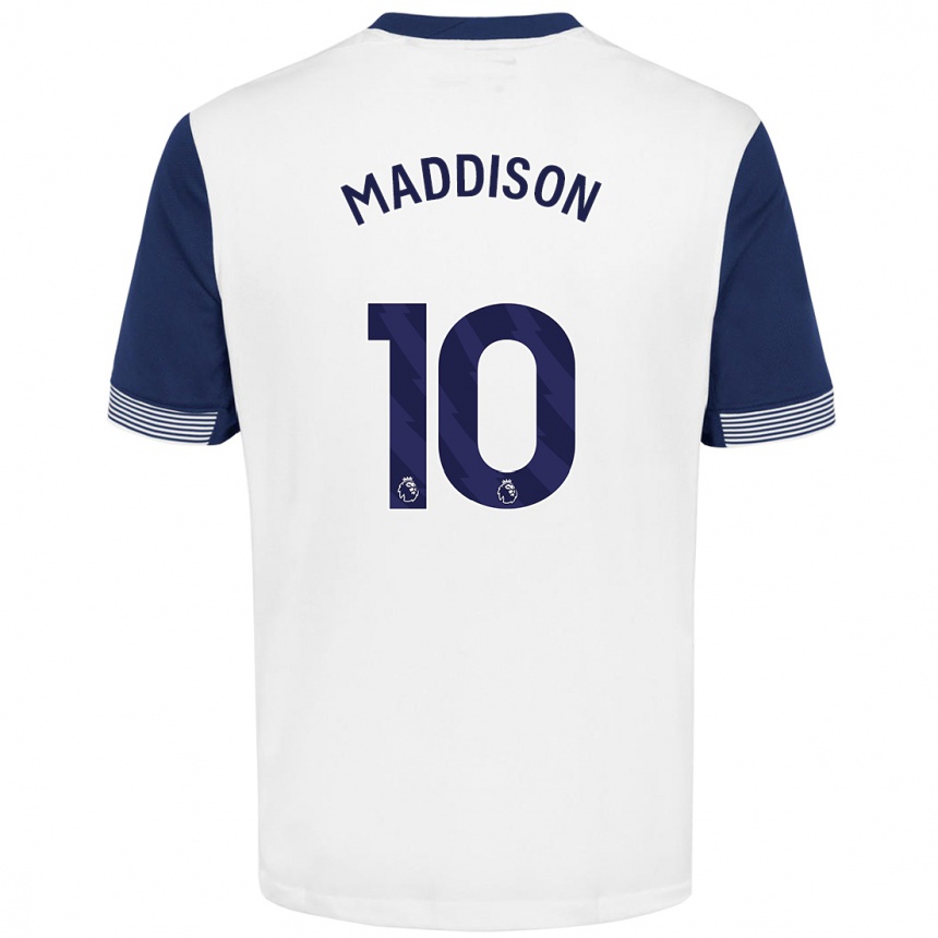 Niño Fútbol Camiseta James Maddison #10 Blanco Azul 1ª Equipación 2024/25