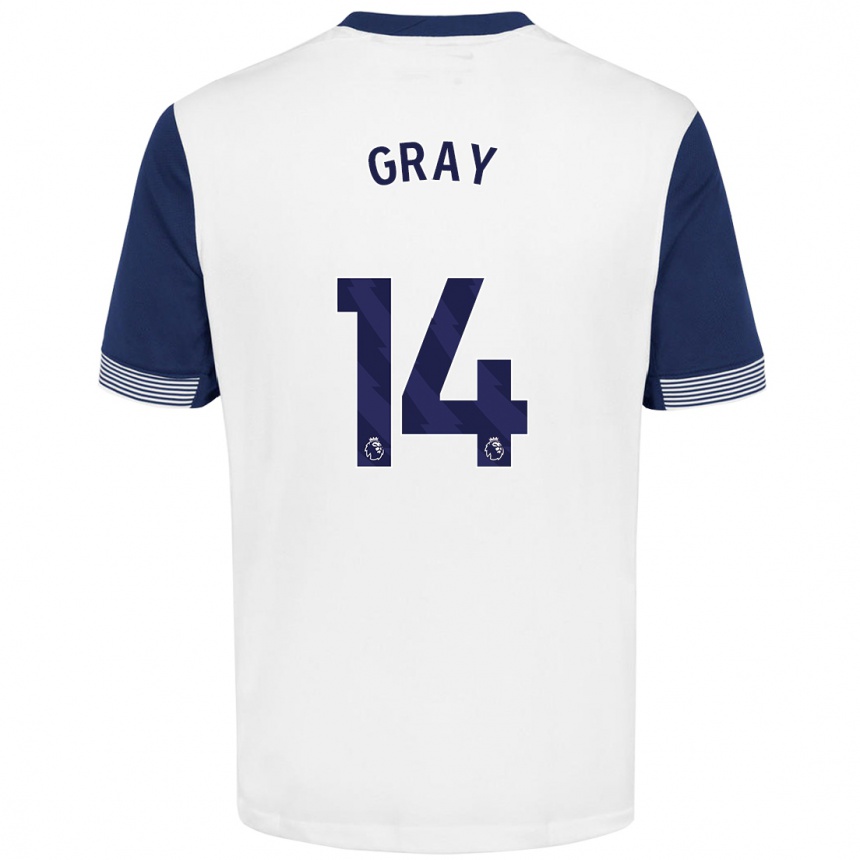 Niño Fútbol Camiseta Archie Gray #14 Blanco Azul 1ª Equipación 2024/25