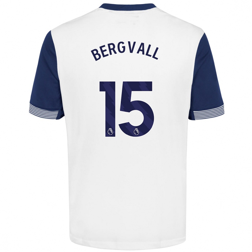 Niño Fútbol Camiseta Lucas Bergvall #15 Blanco Azul 1ª Equipación 2024/25