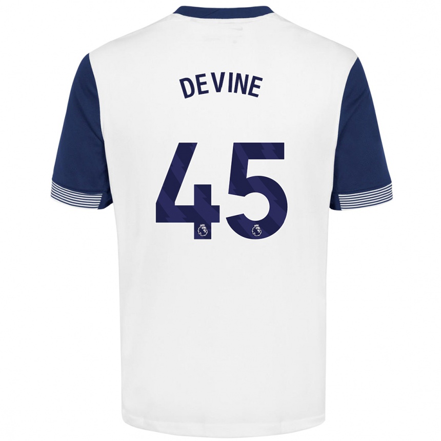 Niño Fútbol Camiseta Alfie Devine #45 Blanco Azul 1ª Equipación 2024/25