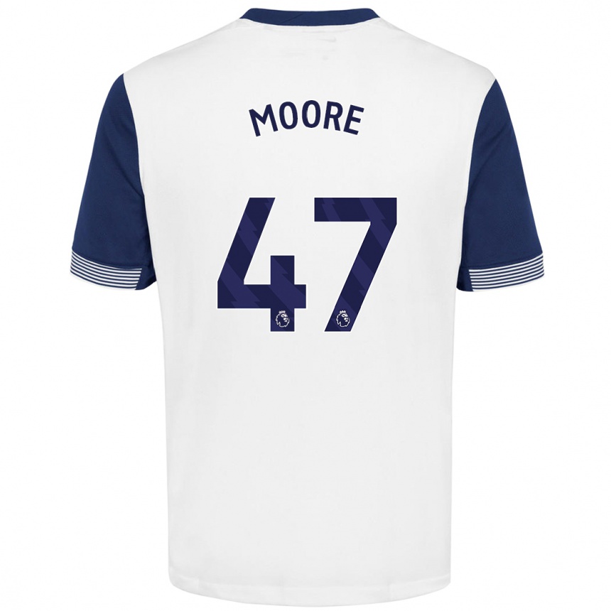 Niño Fútbol Camiseta Mikey Moore #47 Blanco Azul 1ª Equipación 2024/25