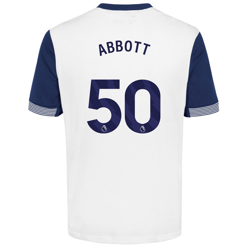 Niño Fútbol Camiseta George Abbott #50 Blanco Azul 1ª Equipación 2024/25