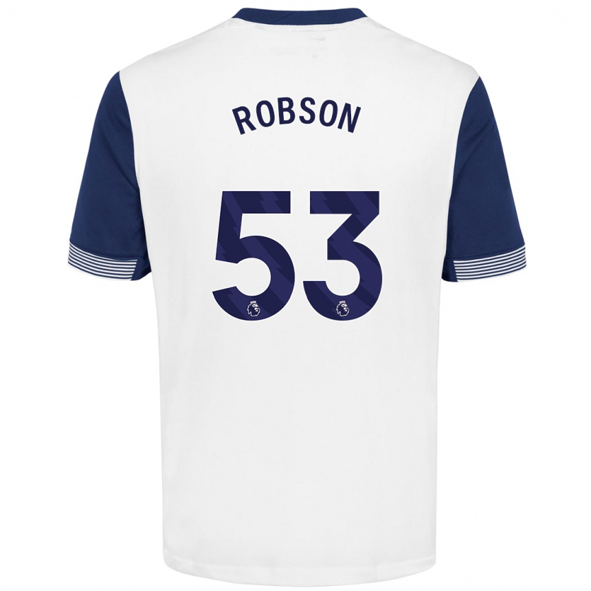 Niño Fútbol Camiseta Max Robson #53 Blanco Azul 1ª Equipación 2024/25