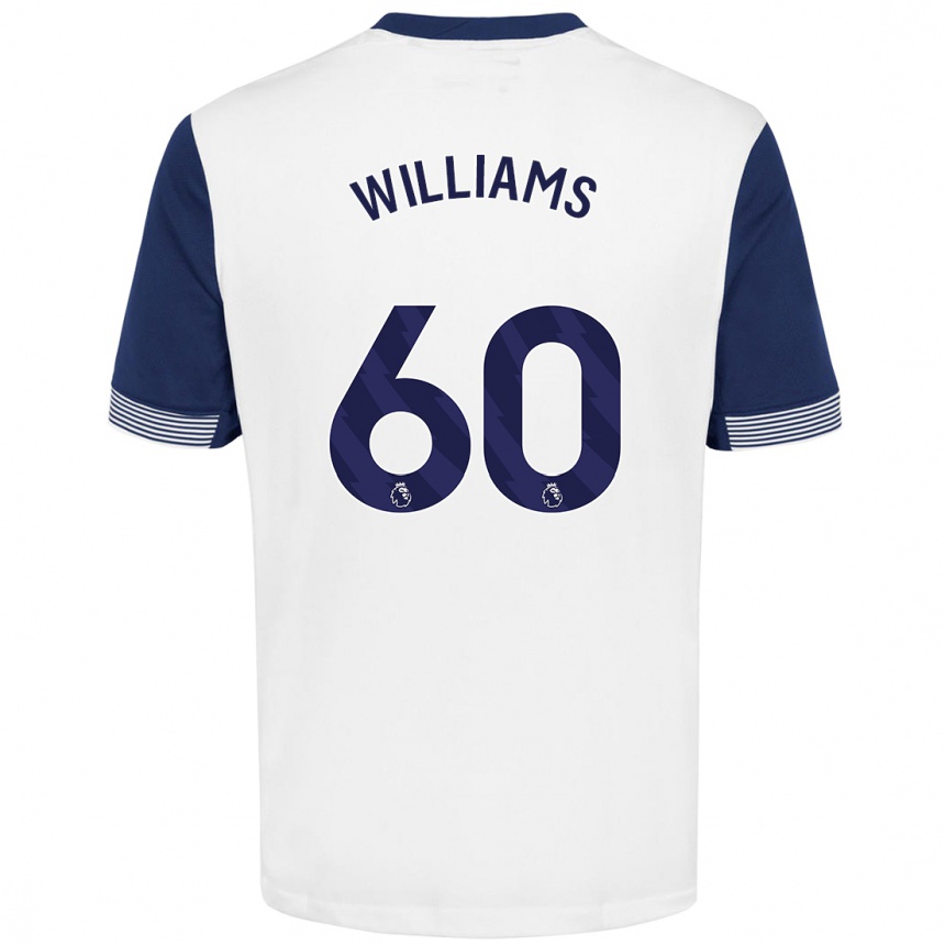 Niño Fútbol Camiseta Jaden Williams #60 Blanco Azul 1ª Equipación 2024/25