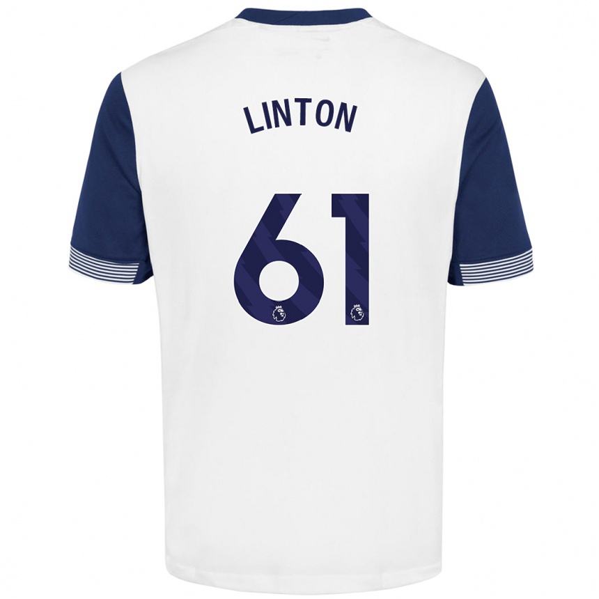 Niño Fútbol Camiseta Jahziah Linton #61 Blanco Azul 1ª Equipación 2024/25