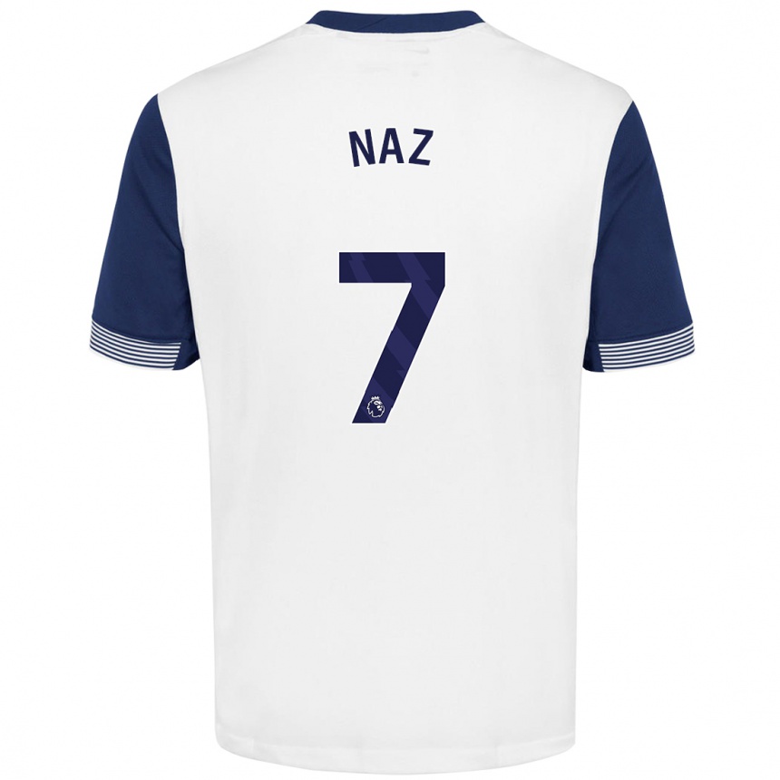 Niño Fútbol Camiseta Jessica Naz #7 Blanco Azul 1ª Equipación 2024/25