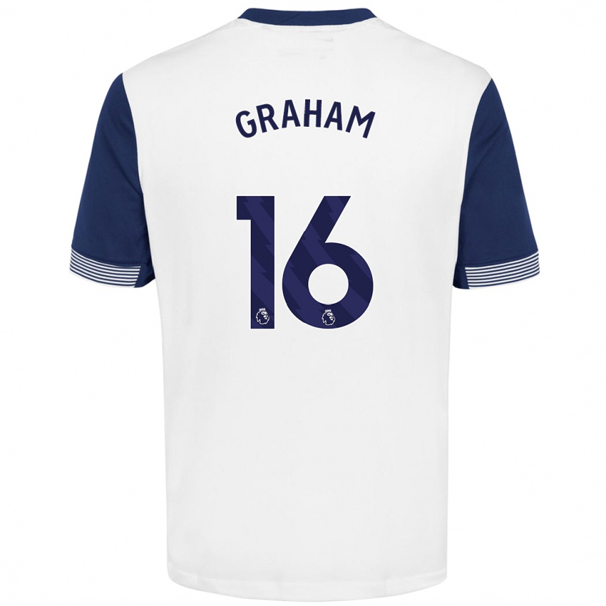 Niño Fútbol Camiseta Kit Graham #16 Blanco Azul 1ª Equipación 2024/25