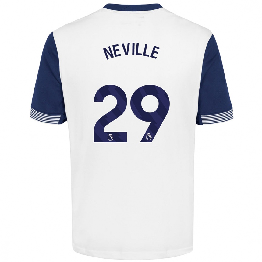 Niño Fútbol Camiseta Ashleigh Neville #29 Blanco Azul 1ª Equipación 2024/25