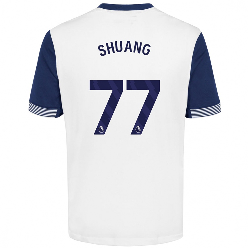 Niño Fútbol Camiseta Wang Shuang #77 Blanco Azul 1ª Equipación 2024/25