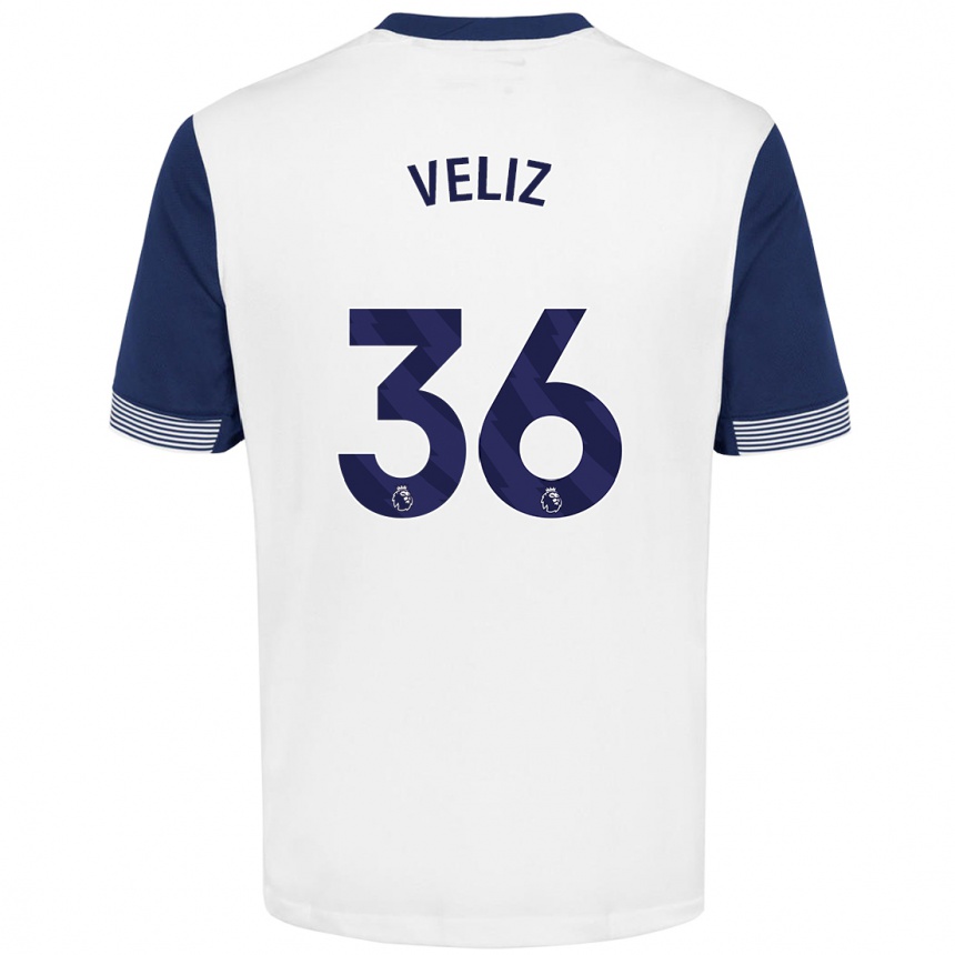 Niño Fútbol Camiseta Alejo Véliz #36 Blanco Azul 1ª Equipación 2024/25