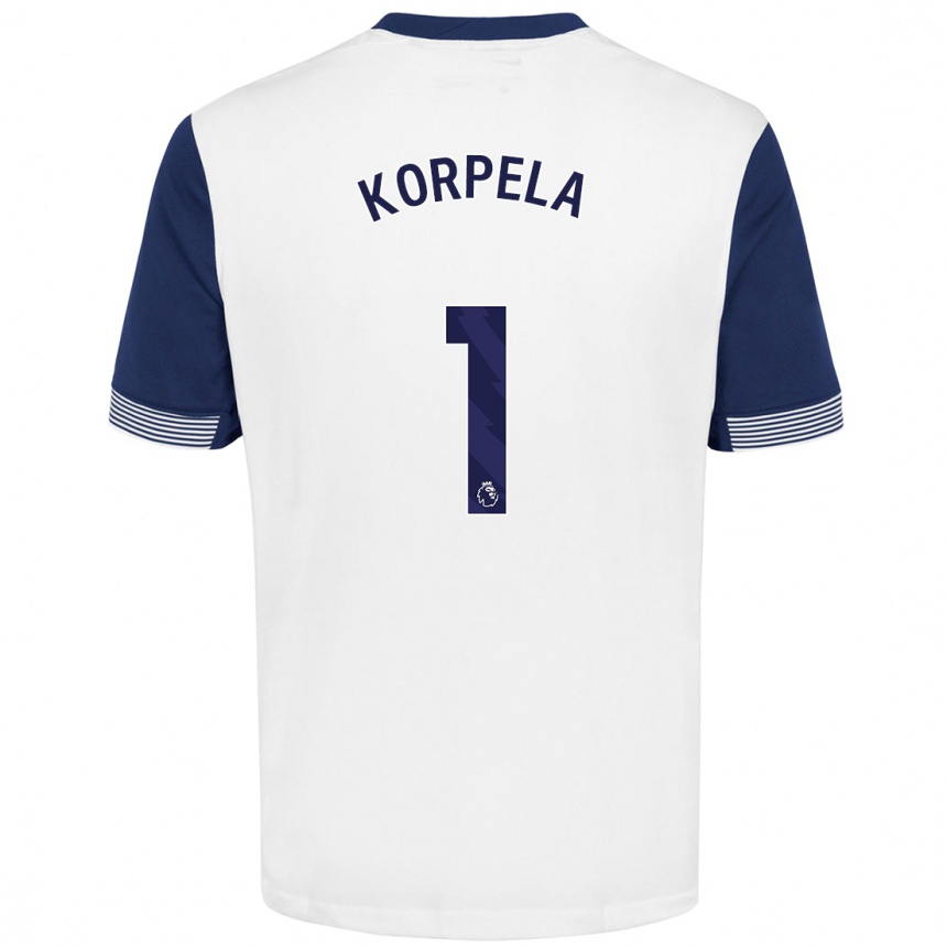 Niño Fútbol Camiseta Tinja-Riikka Korpela #1 Blanco Azul 1ª Equipación 2024/25