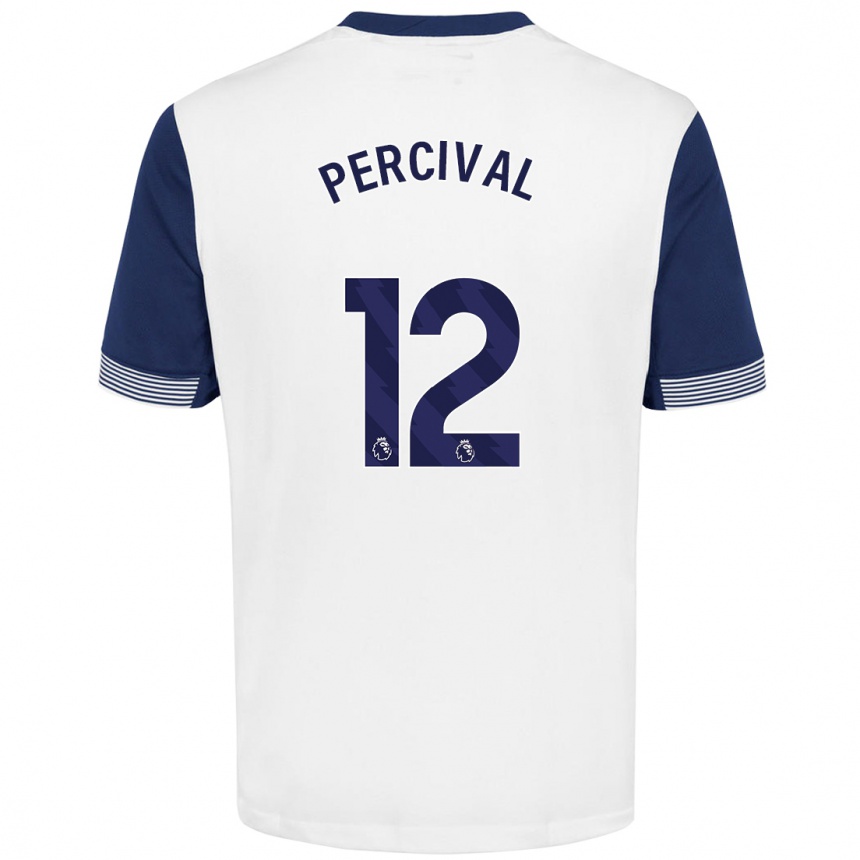 Niño Fútbol Camiseta Ria Percival #12 Blanco Azul 1ª Equipación 2024/25