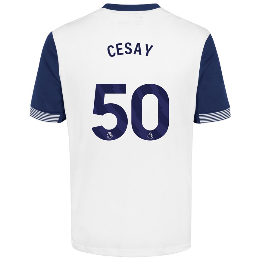 Niño Fútbol Camiseta Kallum Cesay #50 Blanco Azul 1ª Equipación 2024/25