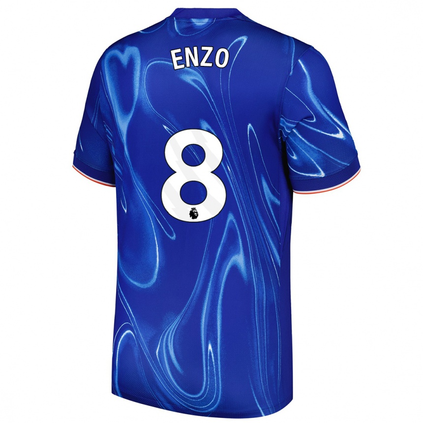 Niño Fútbol Camiseta Enzo Fernández #8 Azul Blanco 1ª Equipación 2024/25