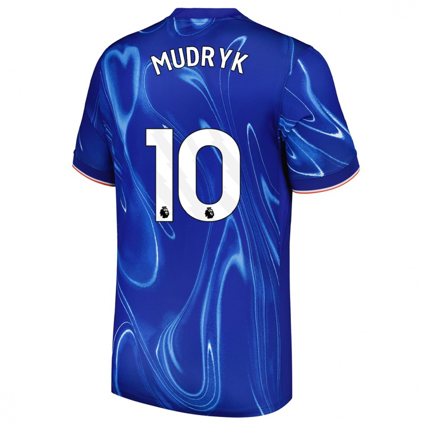 Niño Fútbol Camiseta Mykhaylo Mudryk #10 Azul Blanco 1ª Equipación 2024/25