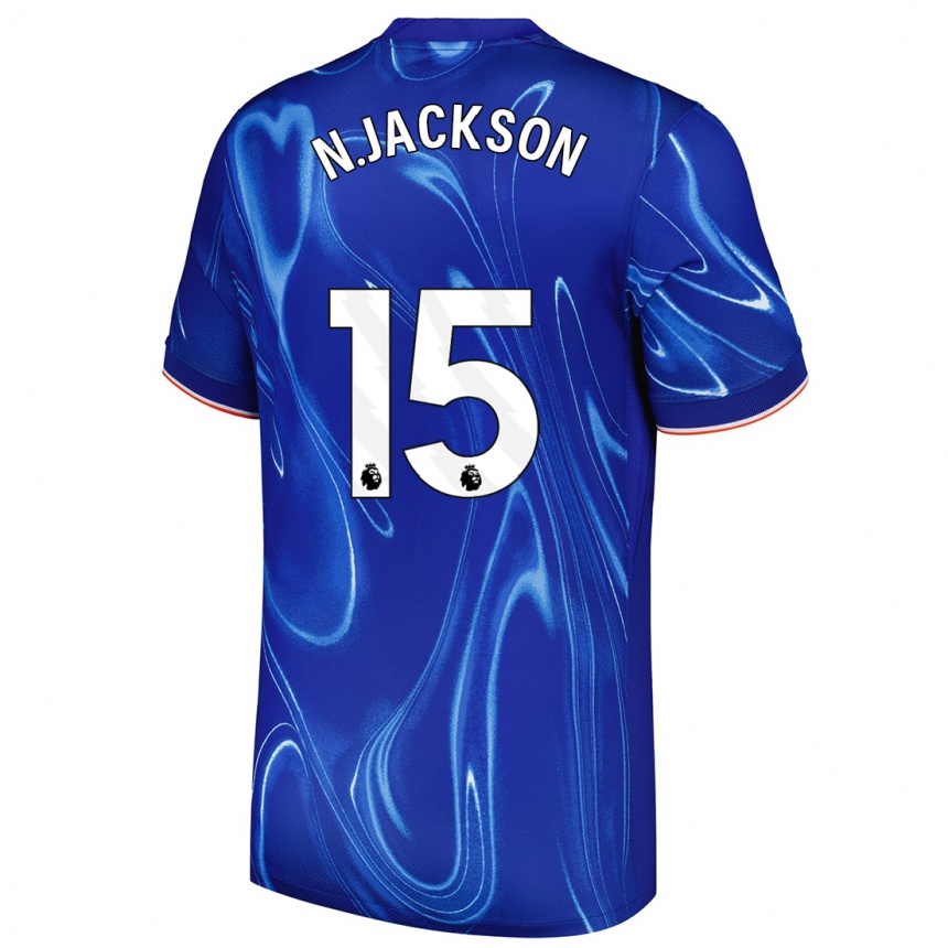 Niño Fútbol Camiseta Nicolas Jackson #15 Azul Blanco 1ª Equipación 2024/25