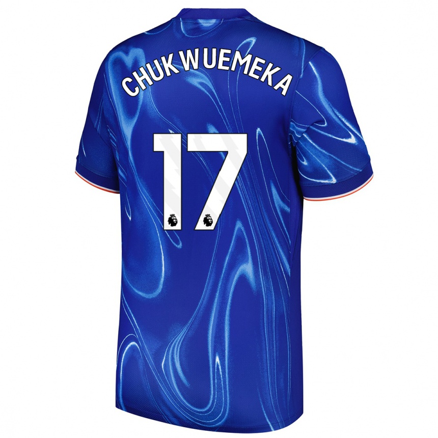 Niño Fútbol Camiseta Carney Chukwuemeka #17 Azul Blanco 1ª Equipación 2024/25