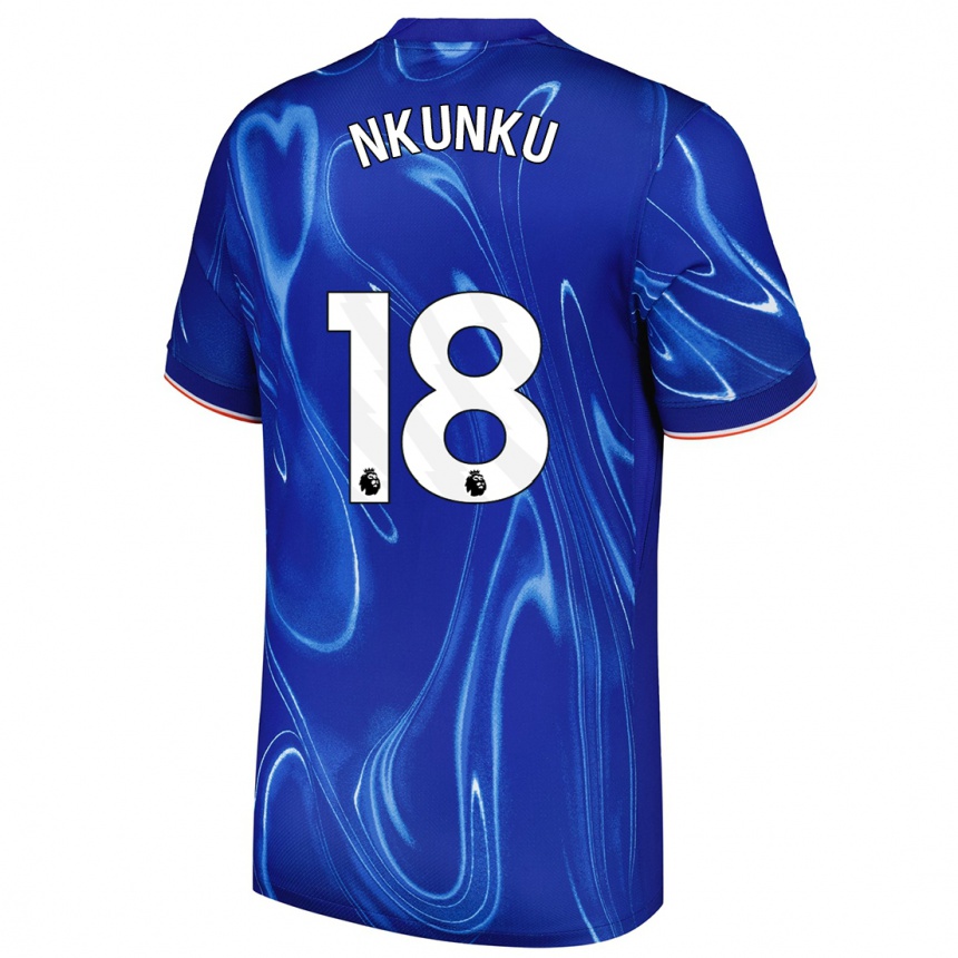 Niño Fútbol Camiseta Christopher Nkunku #18 Azul Blanco 1ª Equipación 2024/25