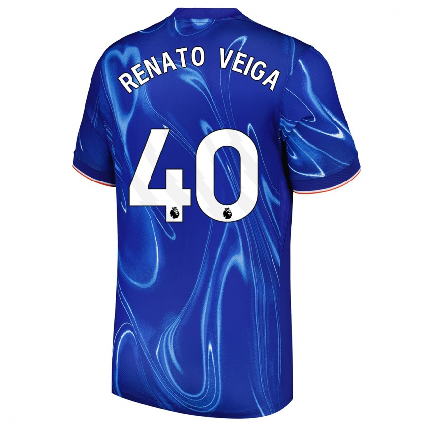 Niño Fútbol Camiseta Renato Veiga #40 Azul Blanco 1ª Equipación 2024/25